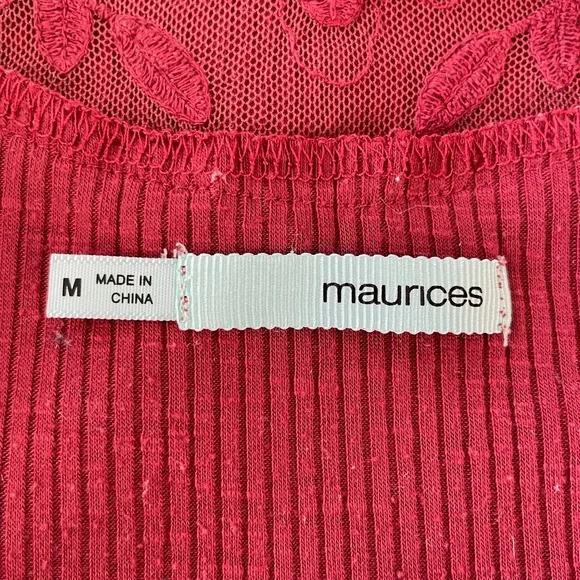 Maurice’s Maroon top with lace back. - Picture 5 of 6